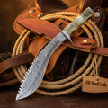Handmade Frontier Fang Kukri Knife 12" with natural bone handle